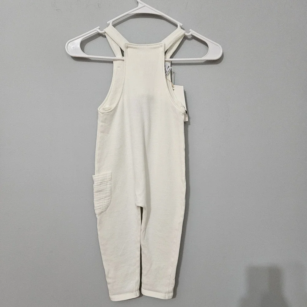 New Zara Baby Knit‎ Overalls Cream White Cotton Jumpsuit 2-3 Years